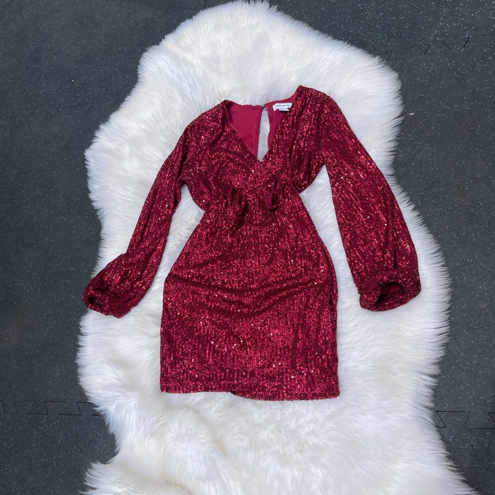 Elegant Burgundy Sequin Dress